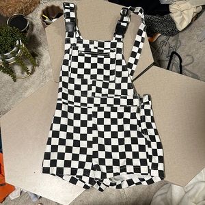 Checkered Romper Overalls